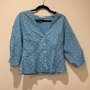 Madewell Light Blue Polka Dot Top Size 4